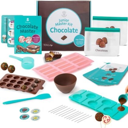 Tovla Jr. Real Chocolate Making Kit for Kids | Learn to Cook with Real Tools | Educational STEM Gift Set Ages 4+ | DIY Chocolate Activity with Visual Recipes for Boys & Girls