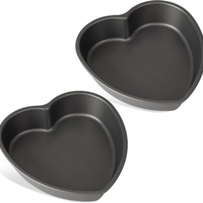 Tiawudi Heart Shaped Cake Pans, Large Baking Pan for Lovely Cakes, Nonstick Baking Molds, 9 Inch Cake Tins for Wedding, Birthday, Party & Family, Set of 2