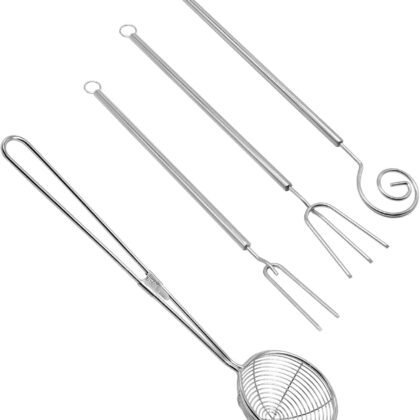 4 Pcs Candy Dipping Tools Kit, Chocolate Dipping Kit for Handmade Chocolates Handmade tools for Dessert (3-head Fork, 2-head Fork, Circle Fork, Skimmer)