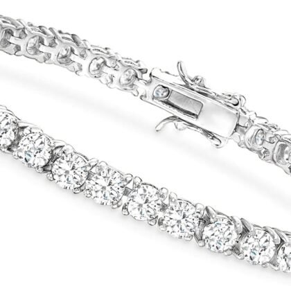 Tennis Bracelet,Sterling Silver Adjustable Bracelet D Color VVS1 Round Brilliant Cut Lab CreatedDainty Bracelet for Women