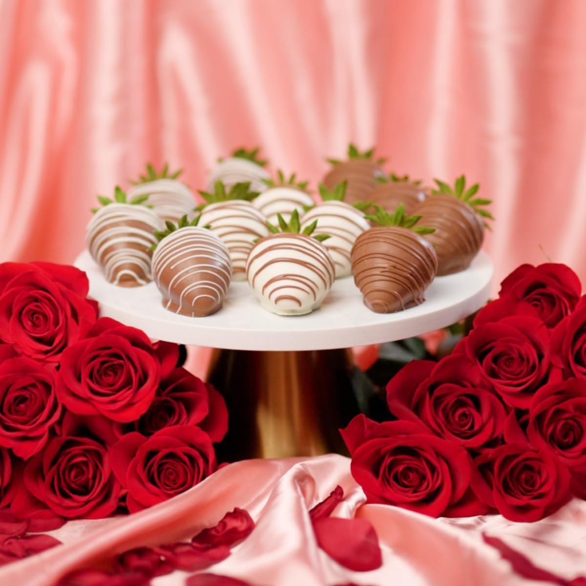 Shari’s Berries 24 Classic Red Roses & 12 Chocolate Covered Strawberries Gift Set | Chocolate & Fresh Flower Gift Box | Valentine's Day, Anniversary, Celebrations & Thank You’s
