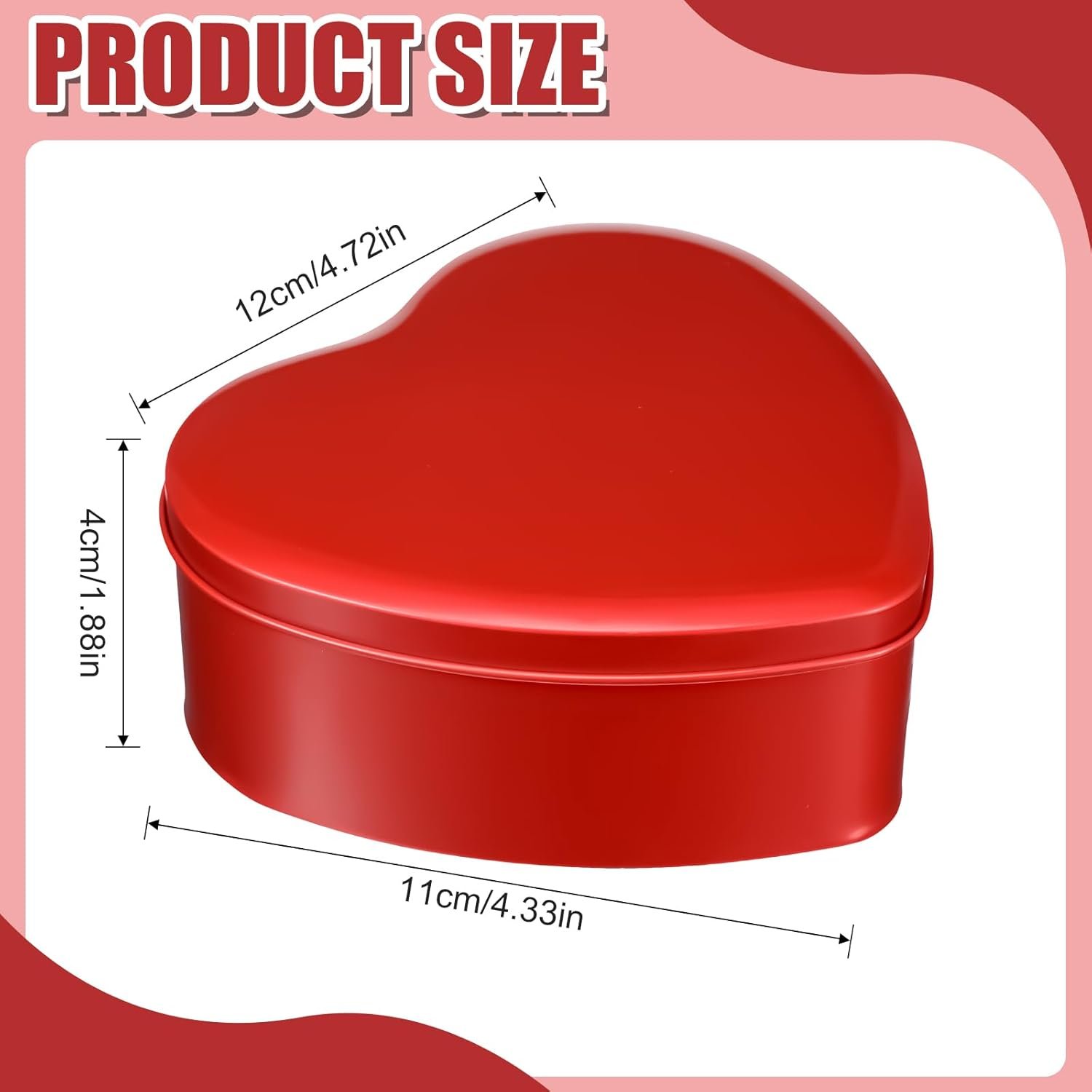 Blulu 6 Pcs Valentine's Day Heart Shaped Metal Tins with Lids 4.72" x 4.33" Valentine Candy Boxes Biscuits Jar Empty Jar Heart Metal Container for Valentines Gift Party Favors (Red) - Image 2