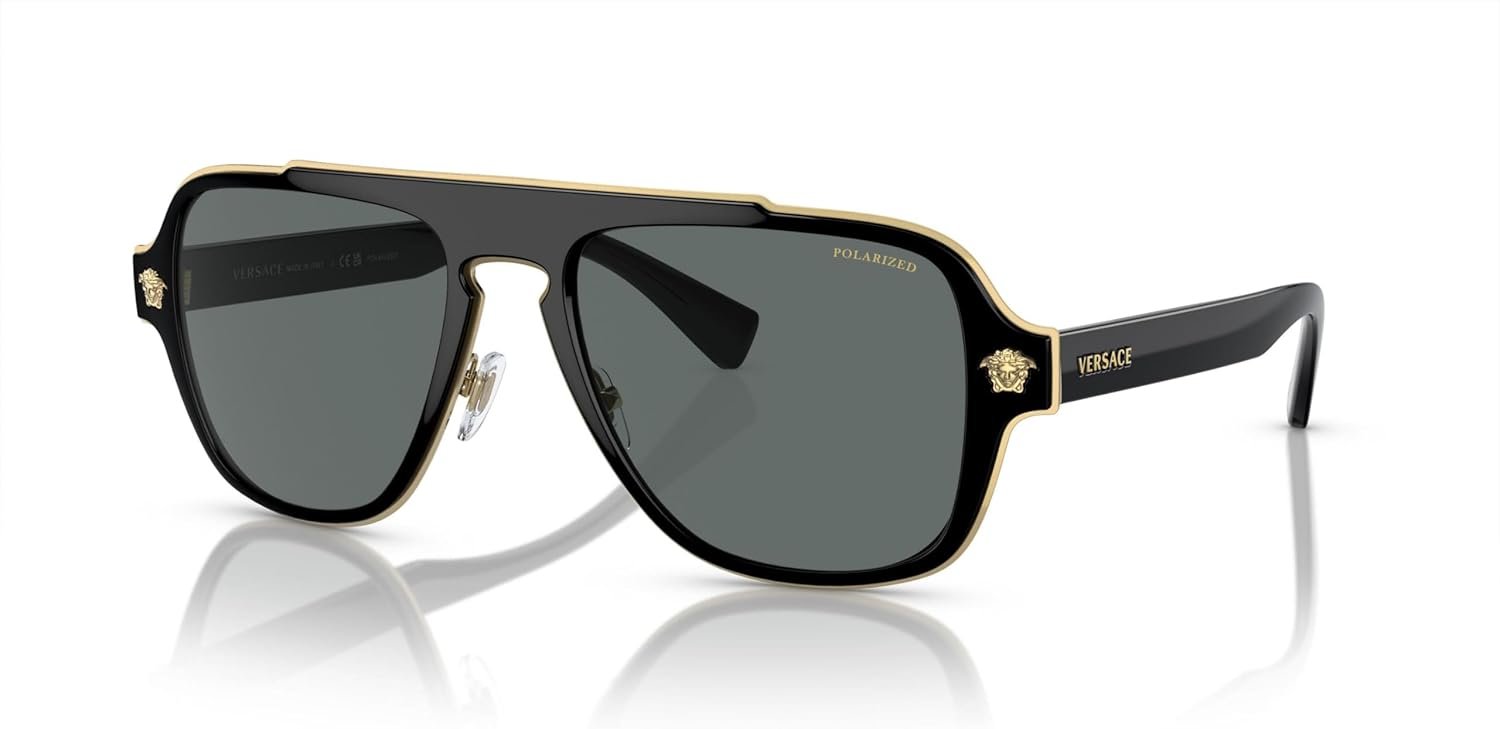 Versace Man Sunglasses Black Frame, Dark Grey Lenses, 56MM - Image 6