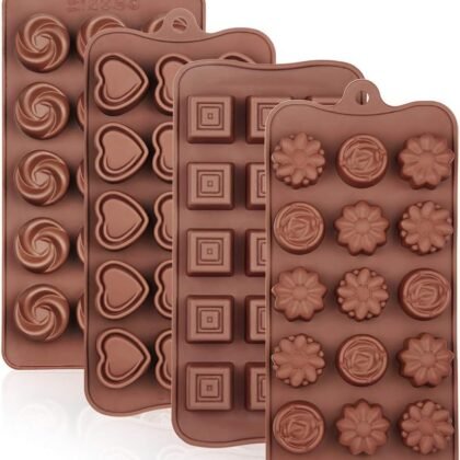 La chat 4 Packs Silicone Molds for Chocolate, Food Grade no-stick Baking, candy and butter Mold with different shape (4 packs different style)