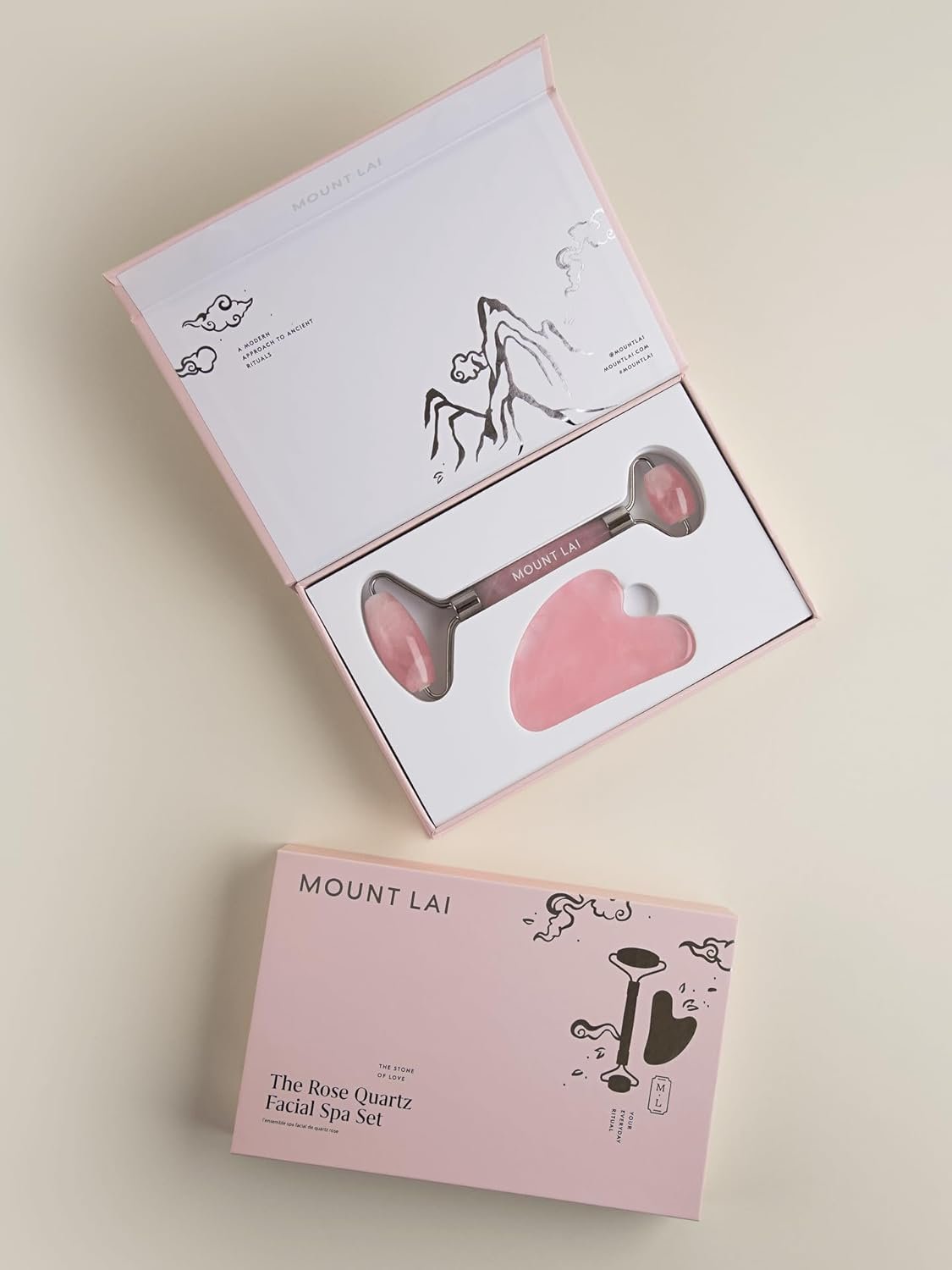 Mount Lai Rose Quartz Gua Sha Facial Tools, Pink Quartz Gua Sha Facial Tools Set and Roller, Guasha Tool for Face to Relieve Muscle Tension and Reduce Puffiness, Anti Aging Skin Care Sets for Women - Image 6