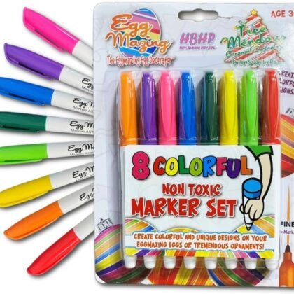 The Eggmazing Egg Decorator The Original EggMazing Easter Egg - Treemendous Christmas Tree Ornament Decorator - Replacement 8 Colorful Non-Toxic Marker Set (Multicolor) - Packaging May Vary