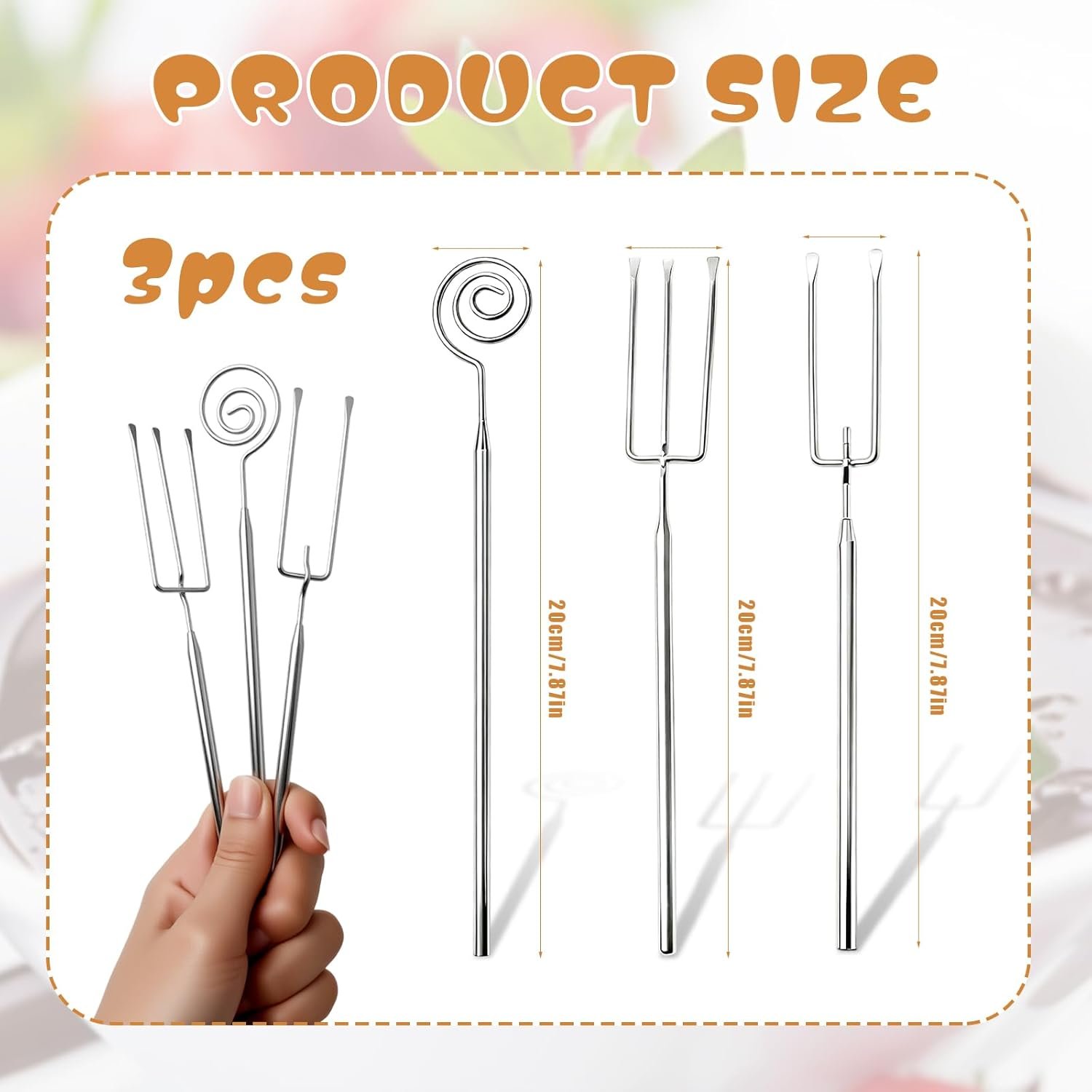 3Pcs Professional Chocolate Dipping Tools Set - Stainless Steel Candy Dipping Tools, Fondue Forks with Slotted Spoon, Candy Making Tool Baking Supplies for Candy Making, Truffles, Cake Decorating - Image 2