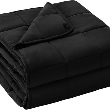 yescool Weighted Blanket for Adults (20 lbs, 60" x 80", Black) Cooling Heavy Blanket for Sleeping Perfect for 190-210 lbs, Queen Size Breathable Blanket with Premium Glass Bead, Machine Washable