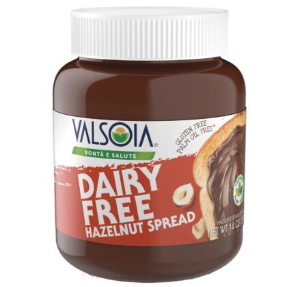 Valsoia Hazelnut Cream – 14oz | Dairy-Free, Vegan, Low sugar, Gluten-Free, Palm oil free, Italian Quality creamy chocolate and hazelnut spread
