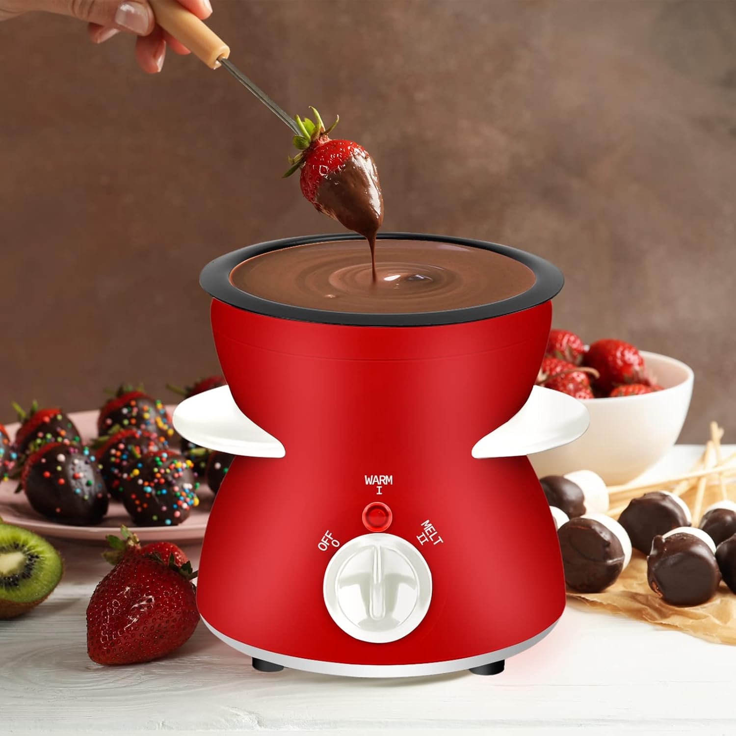 Fondue Pot Set, Mini Electric Fondue Pot Set for Melting Chocolate Cheese, Chocolate Meting Pot fondue maker with Dipping Forks For Holiday Christmas Birthday Gift - Image 3