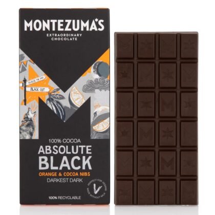 Montezuma Absolute Black 100% Cocoa With Orange And Coco Nibs 90g