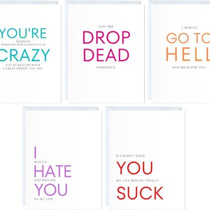 Anniversary Birthday Greeting Card Variety Pack – 10 Sarcastic All-Occasion Cards | Funny, Blank Inside, Perfect for Boyfriend, Girlfriend, Husband, Wife Him Her (LARGE WORD Boxed Set - 10 Cards)