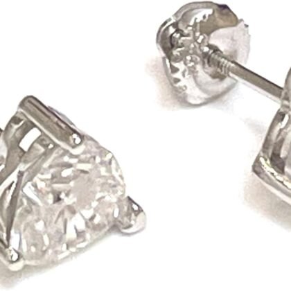 Pierre Lorren 2 carat Heart Shape Diamond Earrings SOLID Sterling SILVER 18k WHITE GOLD Vermeil Diamond Heart Solitaire Jewelry Birthday CERTIFIED Fine Earrings Studs Anniversary Valentines gift