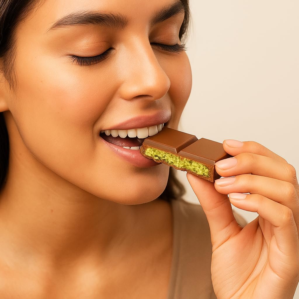 UniqBite Dubai Chocolate Bar Pistachio, 3.17 oz (90gr), Viral Knafeh Chocolate Bar with Pistachio Cream and Kataifi - Image 4