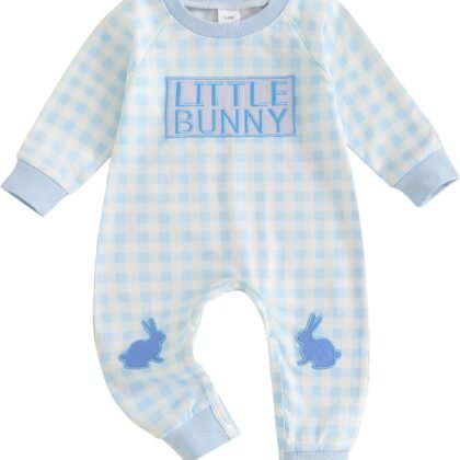 Bagilaanoe Infant Baby Boy Valentine’s Day Outfit Clothes Plaid Long Sleeve Romper One Piece Jumpsuit Pants