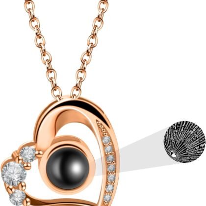 Personalized Photo Necklace with Picture Inside Customized Matching Necklaces For Couples Picture Pendant Projection Necklace Valentine's Day Birthday Memorial Gifts for Girlfriend Lover Wife Women