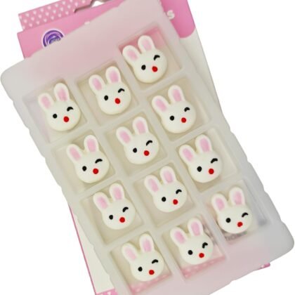 Edible 12 pcs Easter Themed Sugar Easter Rabbit cake decorations, Bunny cupcake toppers, perfect Icing Cookies decro for Cupcakes, Cake, Macaron and Cakecicles Decorating