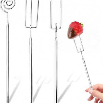 3Pcs Professional Chocolate Dipping Tools Set - Stainless Steel Candy Dipping Tools, Fondue Forks with Slotted Spoon, Candy Making Tool Baking Supplies for Candy Making, Truffles, Cake Decorating