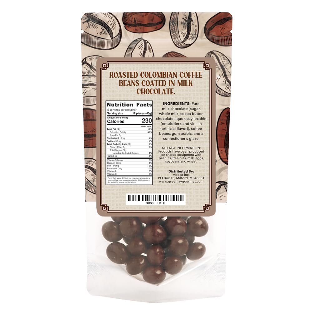 Green Jay Gourmet Milk Chocolate Covered Coffee Beans - Handmade & Fresh Milk Chocolate Espresso Beans - Great Gift for Chocolate Lovers - 8 Ounce Resealable Bag - Image 2