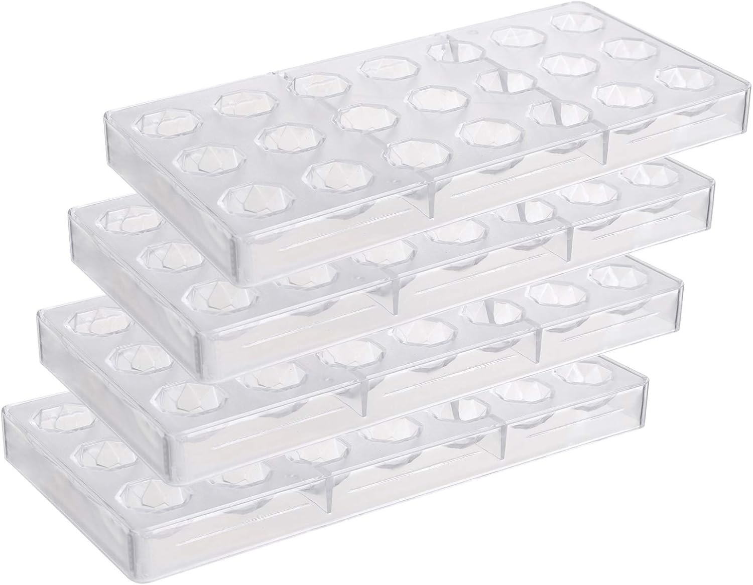 Yopay 84 Grids Polycarbonate Chocolate Mold Candy Making Molds, Diamond Shaped Tray for Mousse, Jelly, Pralines, Truffles, Sweets, Bonbons, Cookies, (4 Pack Transparent) - Image 4