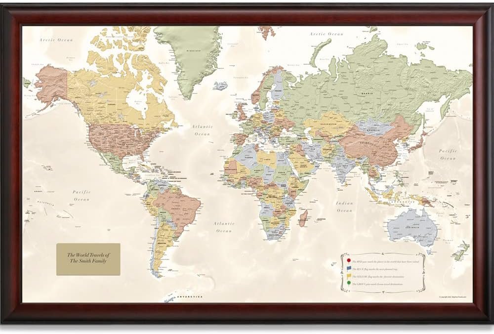 Map Your Travels Deluxe Push Pin World Map | Premium Wood Frame | Personalized Gift Map | Handmade in Minnesota | 33" x 21" - Image 6