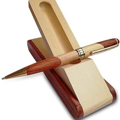 Renawe Luxury Wooden Ballpoint Pen Gift Set with Business Pen Case Display, Nice Writing Pen with Box and Gel Ink Refills Fancy Business Wood Pens Stand for Men Women Designer Cool Executive Pen