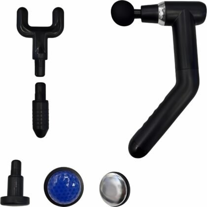 Massage Gun with Extended Handle, Deep Tissue Percussion Massager for Back & Neck Pain Relief, Handheld Muscle Massager, Foot/Leg/Shoulder Massager, (Black)