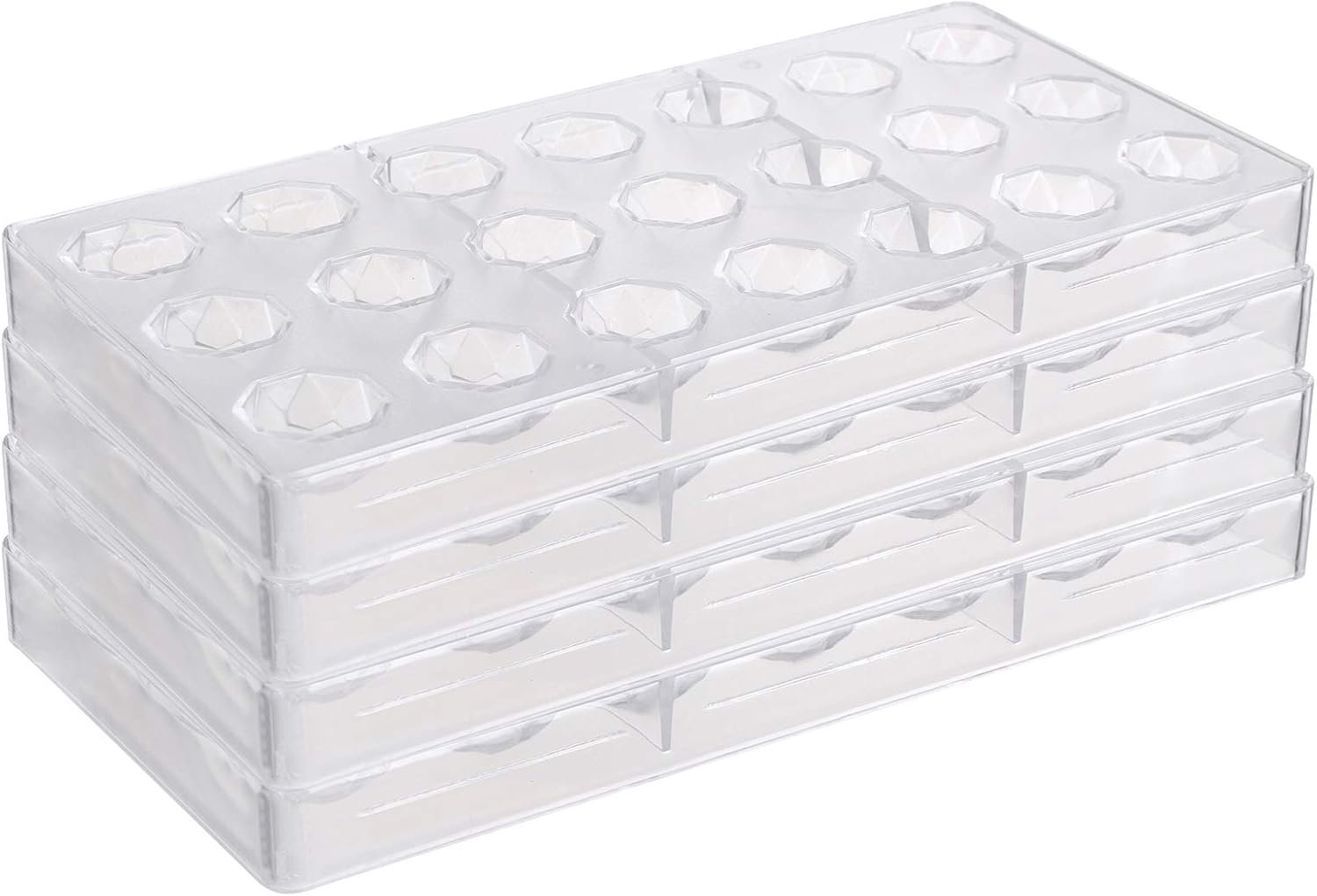 Yopay 84 Grids Polycarbonate Chocolate Mold Candy Making Molds, Diamond Shaped Tray for Mousse, Jelly, Pralines, Truffles, Sweets, Bonbons, Cookies, (4 Pack Transparent) - Image 5