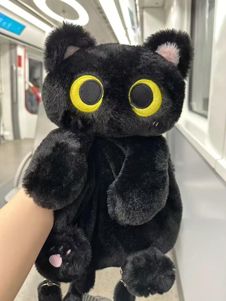 Plush Backpack,Cat Bag,Animal Backpack,Cute Cartoon backpack,Plush Bag (A-Black Cat) - Image 5