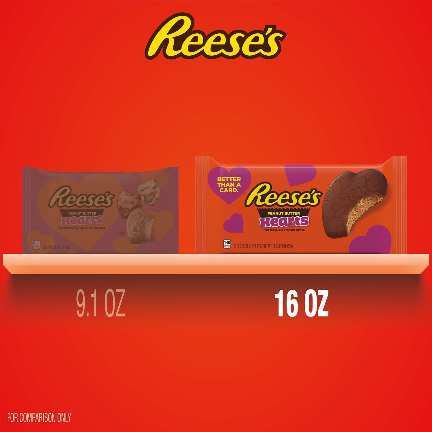 REESE'S Milk Chocolate Peanut Butter Hearts, Valentine's Candy Pack, 16 oz (2 Pieces) - Image 4