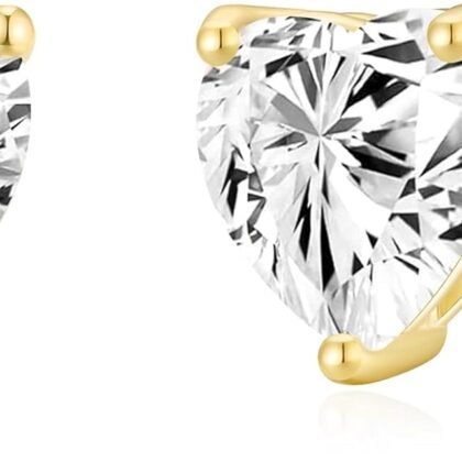 Sterling Silver Heart Stud Earrings for Women, 925 Silver Post with Cubic Zirconia, Hypoallergenic Cute Small Jewelry