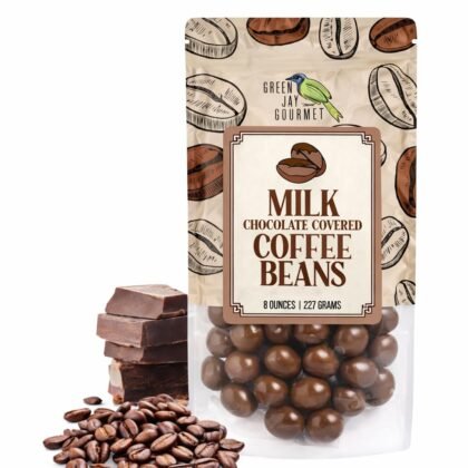 Green Jay Gourmet Milk Chocolate Covered Coffee Beans - Handmade & Fresh Milk Chocolate Espresso Beans - Great Gift for Chocolate Lovers - 8 Ounce Resealable Bag