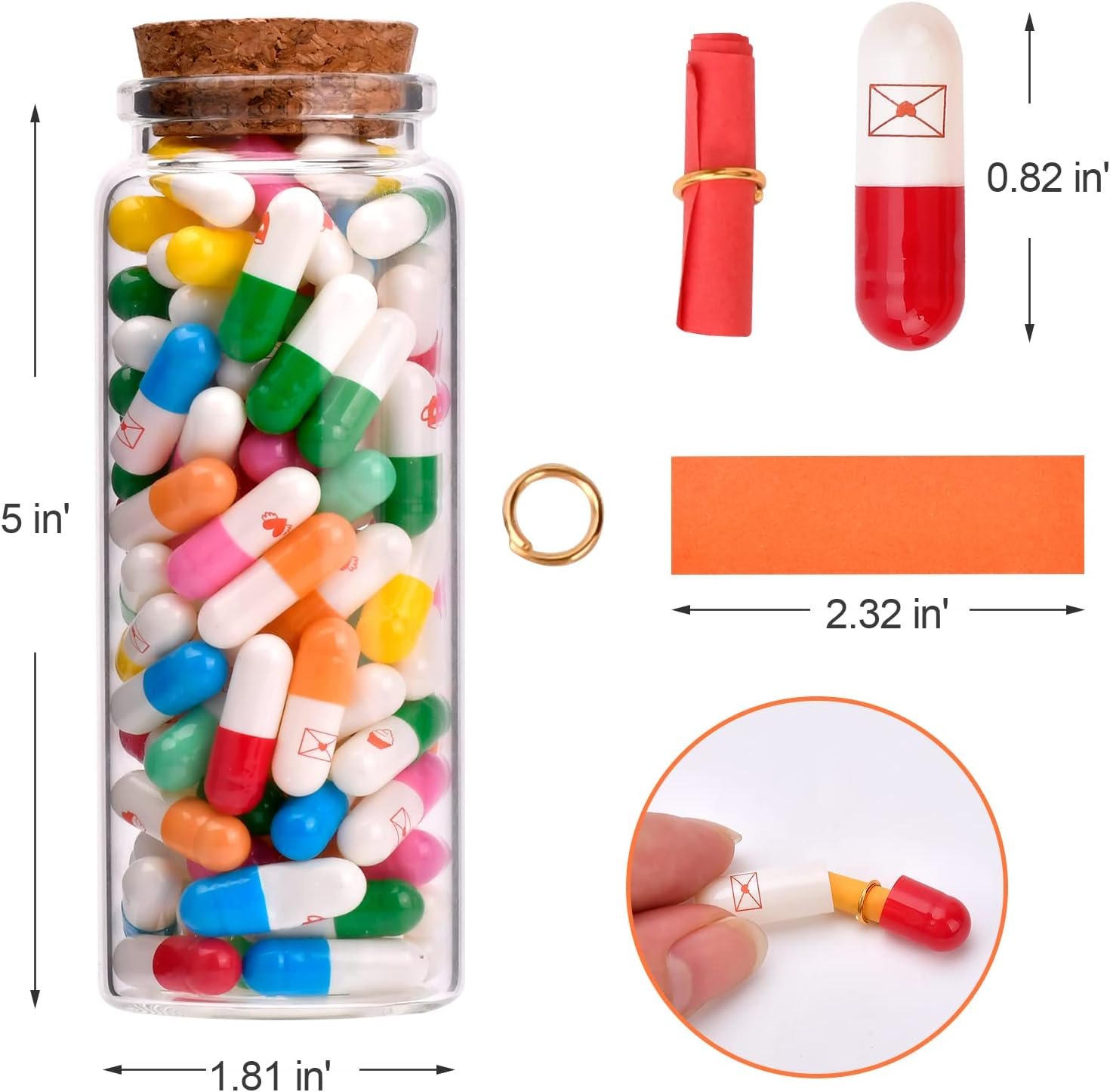 Valentines Day Gifts for Him Her Boyfriend Girlfriend - Capsule DIY Message in a Bottle 100 PCS Love Letter Anniversary Birthday Couples Gifts for Women Men - Image 2