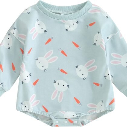 FIOMVA Valentines Baby Girl Outfit Newborn Bubble Romper Infant Sweatshirt Onesie Toddler Heart Print Clothes