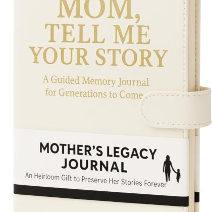 Mom Tell Me Your Life Story Leather Journal (Hardcover) - A Family Heirloom Keepsake with + 275 Prompts to Share His Life Story Book and Memories, Mother's Day, Christmas Gift from Daughter & Son