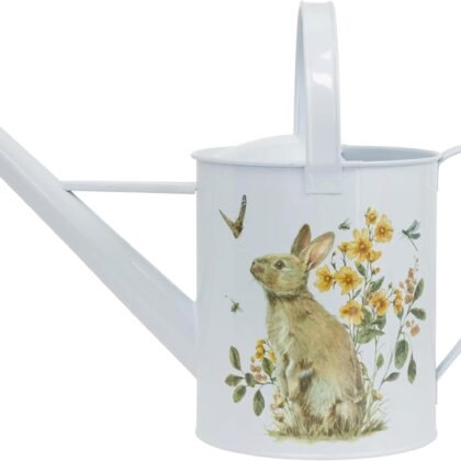 Boston International Galvanized Metal 16.25" Long Watering Can, Garden Rabbit
