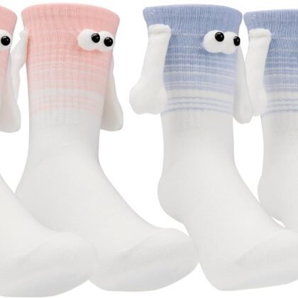 2 Pairs Magnetic Hold Hands Socks,Funny Couple Magnetic Hand Holding Socks,Funny Couple,Birthday Gifts for Women Men Bestie Lovers