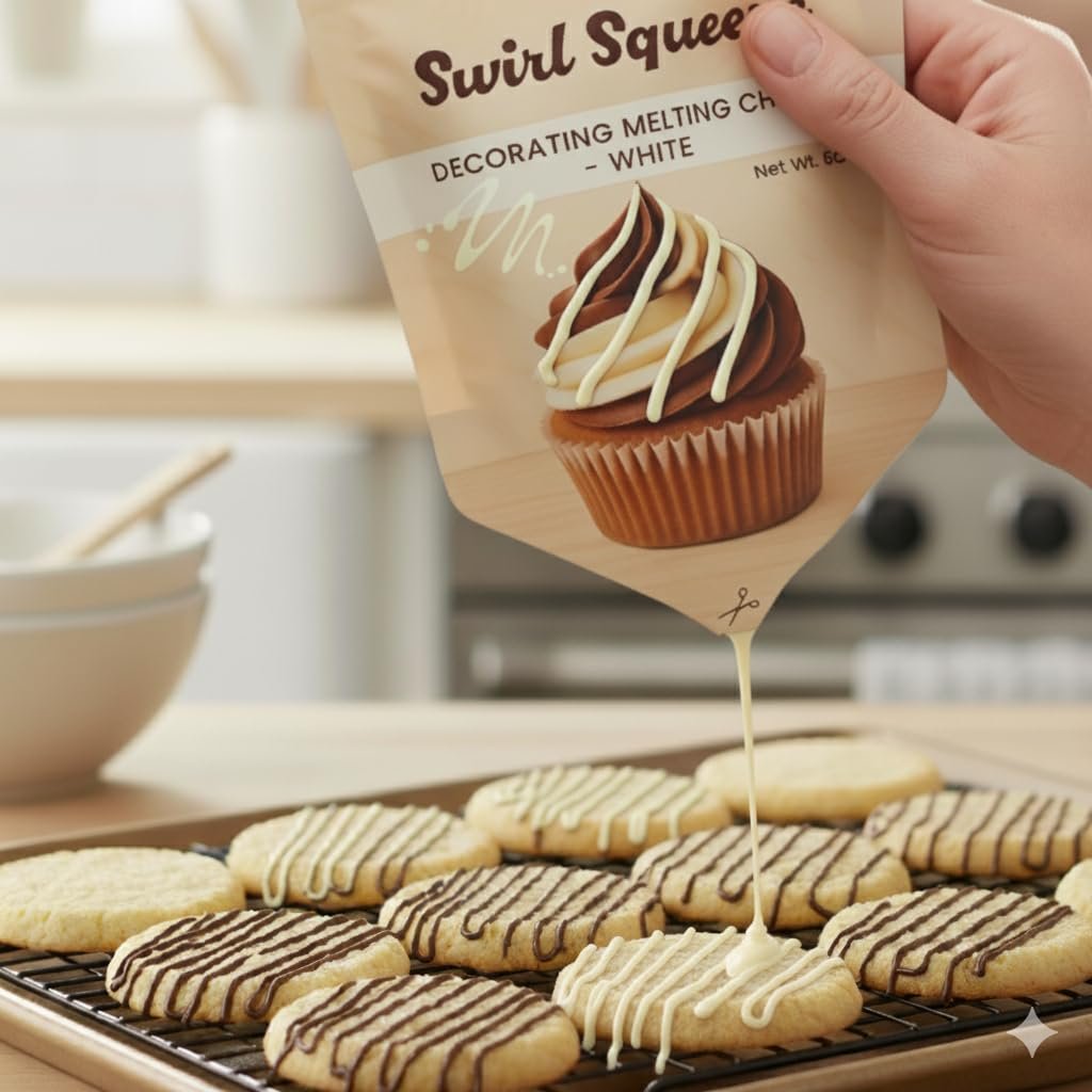 Pre-Filled Microwaveable Chocolate Decorating Bag – Ready-to-Melt Drizzle for Cookies, Cakes & Treats – No Mess, No Bowls, No Piping Bags – White Melting Chips, 6 oz - Image 3