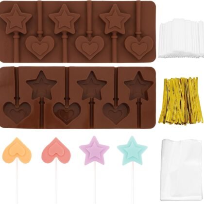 Star Cake Pop Molds & Cakepop Molds Shapes, 2 Pack Sucker Star Silicone molds for Candy Cake Ice Pops Making
