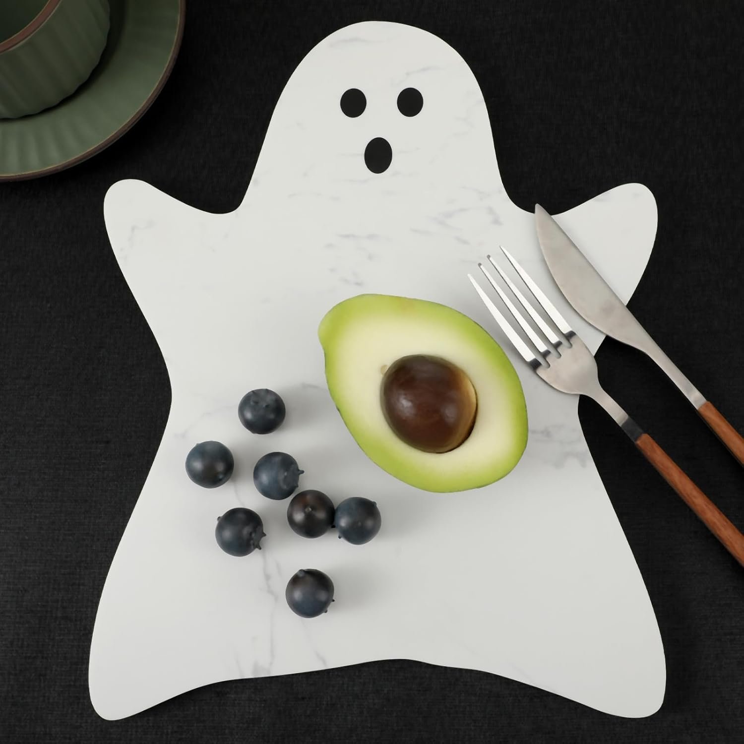 Ghost Marble Cheese Board Charcuterie Cutting Tray Halloween Ghost Marble Serving Decorative for Decoration Charcuterie Kitchen (White) - Image 2