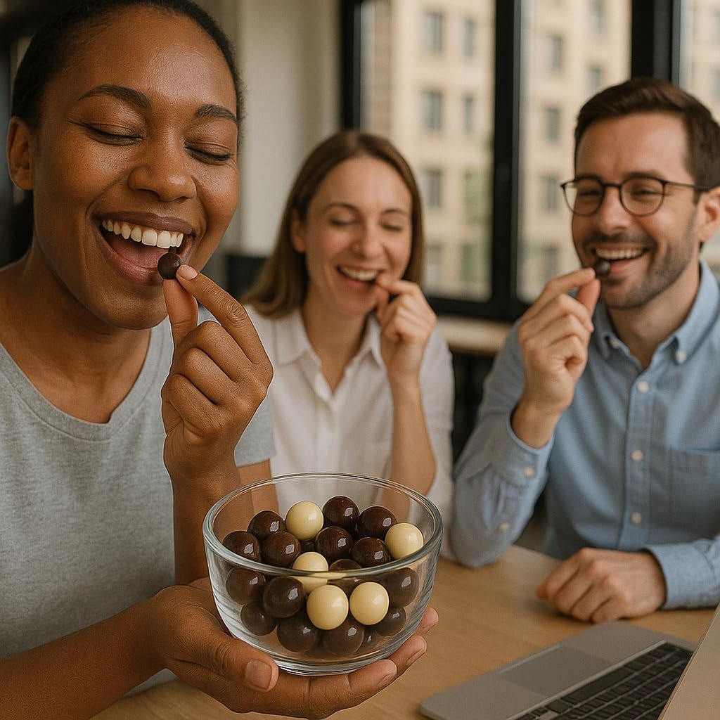 UNIQBITE Chocolate Covered Coffee Beans, 4.4 Oz, Mixed Chocolate Dragees with Whole Roasted Coffee, White-Dark-Milk Chocolates, Resealable Bag - Image 5