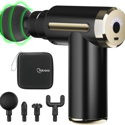 Mini Massage Gun Deep Tissue Muscle Massager with 6 Speeds & 4 Massage Heads, Super Quiet Handheld Percussion Massager for Pain Relief, Portable Electric Body Massager, Ideal Gift for Mom & Dad