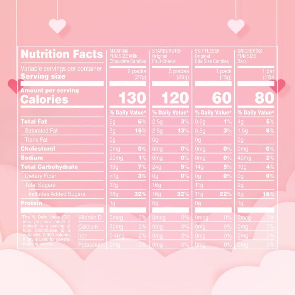 M&M’S, SNICKERS, SKITTLES & STARBURST Fun Size Variety Pack, Valentines Candy Bulk to Share, Hand out, 45 Count - Image 2