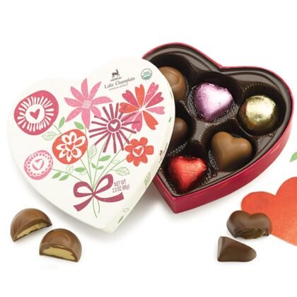 LAKE CHAMPLAIN CHOCOLATES Organic Hearts Celebration Gift Box, 2.3 OZ
