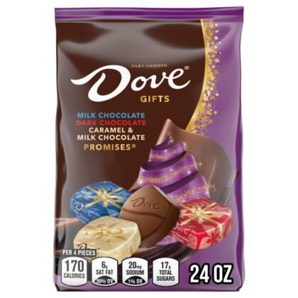 DOVE Promises Milk, Dark & Caramel Christmas Candy, Assorted Chocolate Candy Variety Pack, Stocking Stuffers - 24 oz Bag
