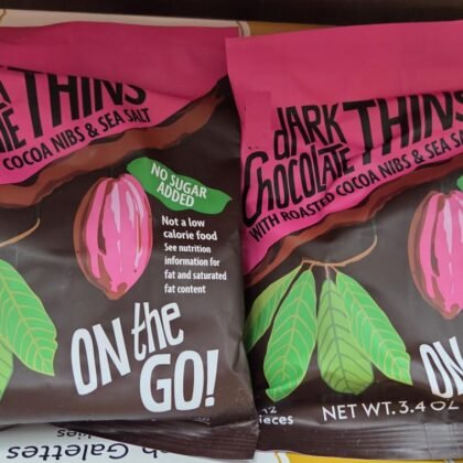 Trader Joe Dark Chocolate Thins with Roasted Cocoa Nibs & Sea Salt 3.4oz 96g (Two Bags)