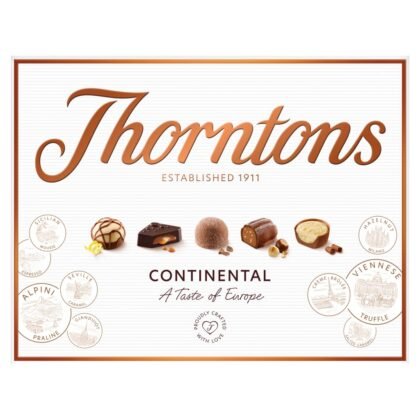 Thorntons Continental Chocolate Gift, Perfect for Sharing, Gifts for Women and Men, Unique Flavours Milk, White, Dark Chocolate, 264g