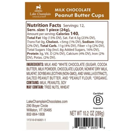 Lake Champlain Gourmet Milk Chocolate Peanut Butter Cups Gift Box, 12 Pieces, 10.2 Ounces