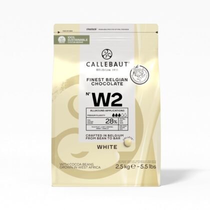 Callebaut Recipe No. W2 Finest Belgian White Chocolate With 28% Cacao, 22% Milk, 5.51 Pound