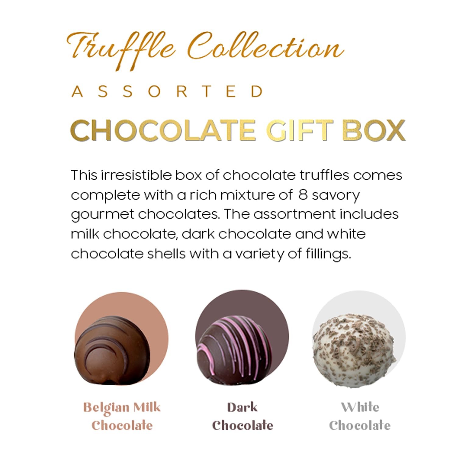 CRAVINGS BY ZOE Birthday Chocolate Truffles Gift Box | 8 Count | Assorted Gourmet Milk & Dark valentines chocolate Chocolate Candy Food Gift Basket Anniversary, Get Well, Holiday, Thank You Men Women Mom Her - Image 4